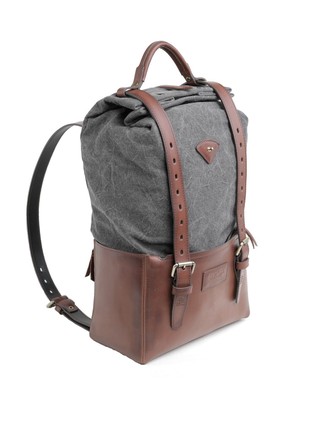 Bull's leather and stonewashed canvas backpack1 photo