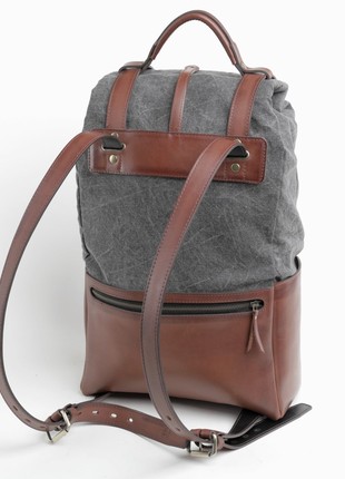 Bull's leather and stonewashed canvas backpack2 photo