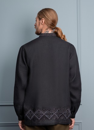 Embroidered shirt «Petrykivka» (black)2 photo