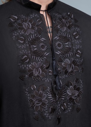 Embroidered shirt «Petrykivka» (black)3 photo