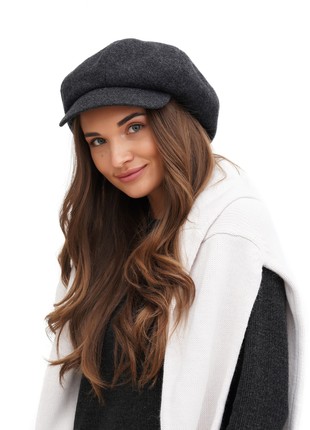 Women's top newsboy hat 8 paperboy cap panel baker boy grey