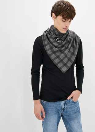 Stylish scarf men double-sided scarf with original clasp, unisex6 photo