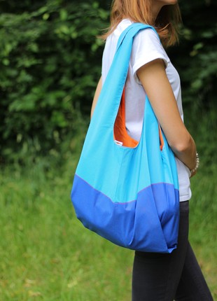 Large two-color shopper for shopping "Rick", bag handmade.7 photo