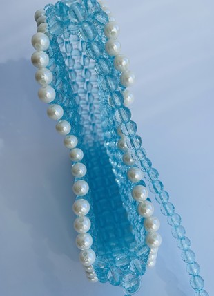 BAG made of beads over the shoulder, soft blue color, minimalism, gift for a girl, aesthetic bag7 photo