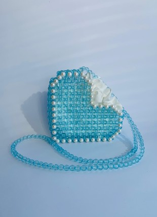 BAG made of beads over the shoulder, soft blue color, minimalism, gift for a girl, aesthetic bag1 photo
