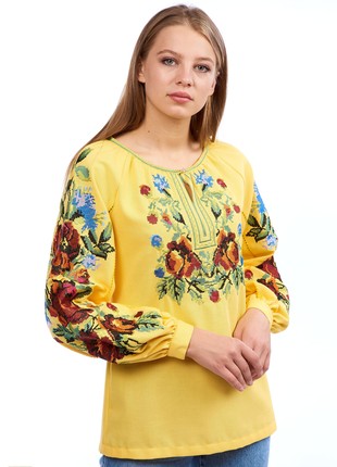 Woman's embroidered blouse yellow 944-18/00