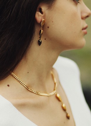 Set from  natural Dry flowers electroformed cooper witn pure gold