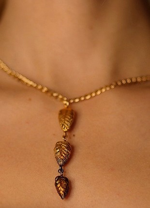 Set from  natural Dry flowers electroformed cooper witn pure gold4 photo