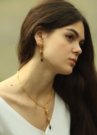 Set from  natural Dry flowers electroformed cooper witn pure gold6 photo