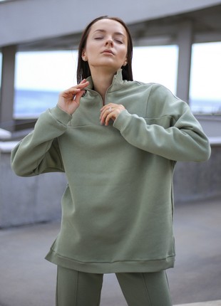 Stylish Zipper Sweatshirt With A Belt SHTOYKO10 photo