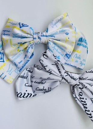 White bow with black letters. Collection "With Ukraine in the heart"5 photo