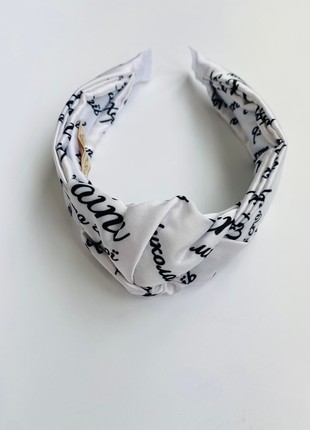 White and black headband. Collection "With Ukraine in the heart"3 photo