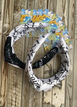 White and black headband. Collection "With Ukraine in the heart"2 photo