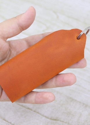 Leather Minimalistic Orange Key Organizer Case with Button, Key Holder/ Orange9 photo