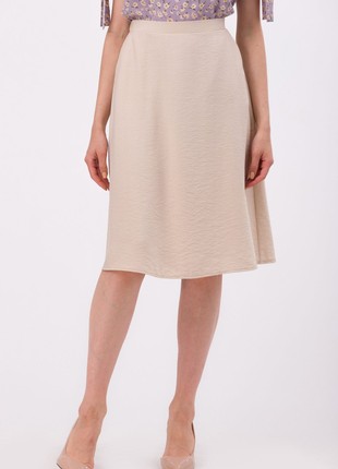 Beige viscose linen skirt with an elastic band 62593 photo