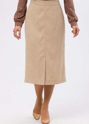 Velvet beige skirt with slit 62583 photo