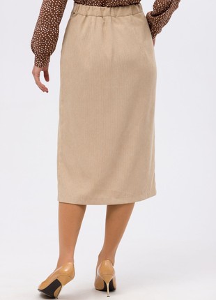 Velvet beige skirt with slit 62584 photo
