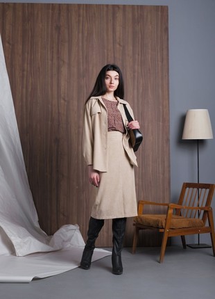 Velvet beige skirt with slit 62585 photo
