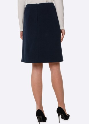 Warm blue skirt made of natural wool fabric 62563 photo