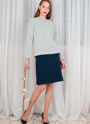 Warm blue skirt made of natural wool fabric 62561 photo