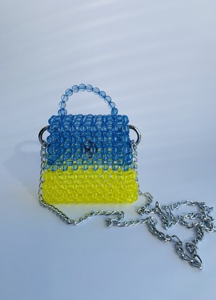 Yellow-blue Ukrainian bag made of beads mini bag clutch shoulder bag evening bag cute tote bag tote bag aesthetic2 photo