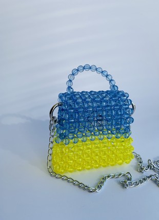 Yellow-blue Ukrainian bag made of beads mini bag clutch shoulder bag evening bag cute tote bag tote bag aesthetic3 photo