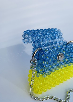 Yellow-blue Ukrainian bag made of beads mini bag clutch shoulder bag evening bag cute tote bag tote bag aesthetic5 photo