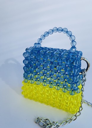 Yellow-blue Ukrainian bag made of beads mini bag clutch shoulder bag evening bag cute tote bag tote bag aesthetic6 photo