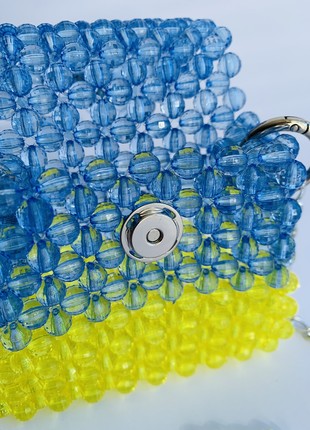 Yellow-blue Ukrainian bag made of beads mini bag clutch shoulder bag evening bag cute tote bag tote bag aesthetic9 photo