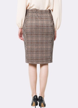 Skirt from knitwear in a check belt with a buckle 62503 photo