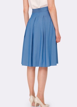 Blue viscose skirt with bow pleats 62423 photo