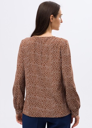 Blouse of chocolate shade with polka dots with a decorative bar 1287k3 photo