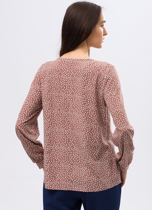 Beige polka dot blouse with a decorative strip 12872 photo
