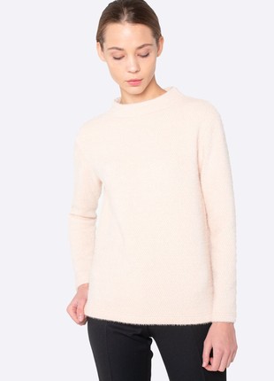 Warm beige loose fit jumper 12842 photo