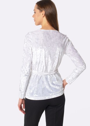 Pearly white blouse with a scent of stretch velor 12672 photo