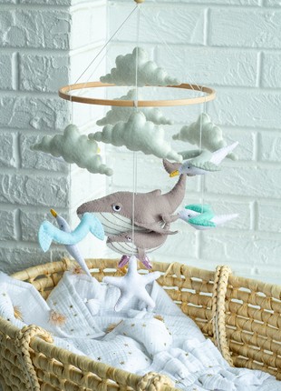 Musical baby mobile with bracket, Baby Mobile "Whale"