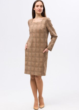 Light brown dress made of eco-suede 56882 photo