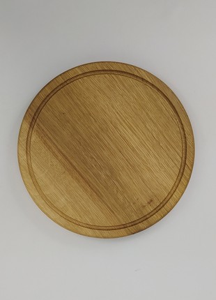 Board for serving dishes with 5 sections, double-sided, oak, d 29.5 cm, height 2 cm.2 photo