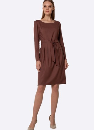 Dress with a decorative belt of chocolate color 56822 photo