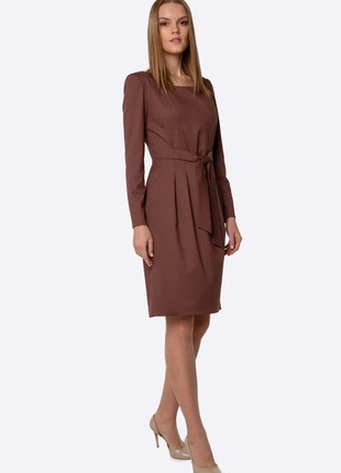 Dress with a decorative belt of chocolate color 56824 photo