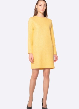 Warm yellow dress made of woolen knitwear 56742 photo