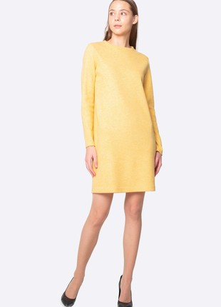 Warm yellow dress made of woolen knitwear 56741 photo