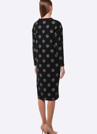 Black knitted dress with a pea print 56682 photo