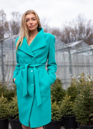 Bright turquoise coat with Apache collar 44227 photo