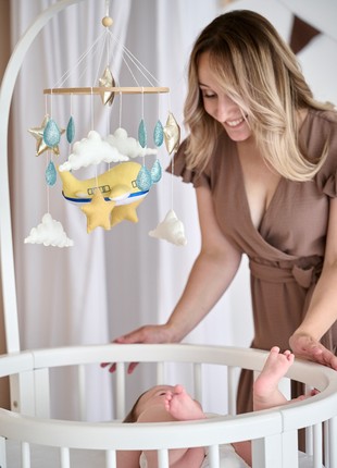 Musical baby mobile with bracket , Baby mobile "Airplane"