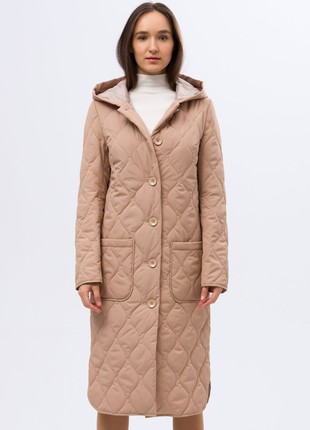 Warm quilted coat in beige shade 4421c4 photo