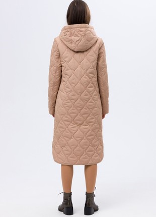 Warm quilted coat in beige shade 4421c2 photo