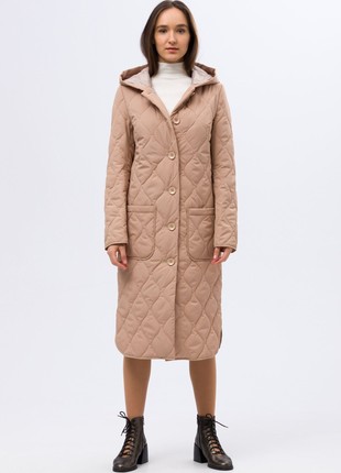 Warm quilted coat in beige shade 4421c1 photo