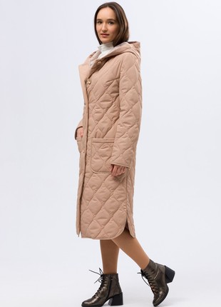 Warm quilted coat in beige shade 4421c3 photo