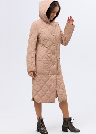 Warm quilted coat in beige shade 4421c5 photo